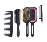 De Brosses Soins Capillaires 4 Pièces Avec Poils En Nylon Souples Flexibles Pour Cheveux Bouclés Raides Épais Coiffants Sans Douleur Poignée Antidérapante Kit Peigne Coiffure