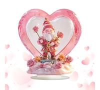de Bureau en Acrylique en Forme de cœur - - Ornement de Saint-Valentin - Présentoir - Mini Sculpture Plate Debout avec Impression Florale - Décoration Romantique pour Table de Chevet