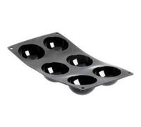 De Buyer - Plaque de 6 mini demi-sphères MOUL'FLEX en silicone - 17,5 x 30 cm, diamètre 7 cm -, Noir