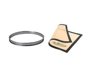 DE BUYER -3093.28 -cercle a tarte inox perfore ht2 ø28 cm & 4938.40 Tapis Airmat Siliconé Aéré 40 x 30 cm