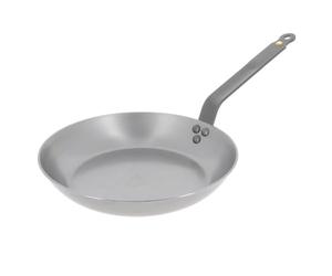 De Buyer 5610.24 Mineral B Element Poêle Ronde Diamètre: 24 cm | Anti Adhérence Naturelle, Queue Rivetée et Finition à la Cire d'Abeille, Tous Feux + Flash Four