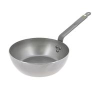 De Buyer 5614.28 'Mineral B Element' Poêle Paysanne Ronde - Revêtue de Cire d'Abeille - Tôle d'Acier Blanche, Diamètre 28 cm, Gris