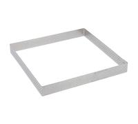 De Buyer - Cercle à tarte carré VALHORNA en inox perforé - 17,5 x 17,5 x 2 cm - Fabriqué en France, Technologie AIR SYSTEM, Micro-Perforations pour Cuisson Rapide et Homogène pour Résultats Croustillants