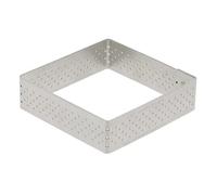 De Buyer - Cercle à tarte carré VALHORNA en inox perforé - 7 x 7 x 2 cm - Fabriqué en France, Technologie AIR SYSTEM, Micro-Perforations pour Cuisson Rapide et Homogène pour Résultats Croustillants