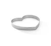 De Buyer - Cercle à tarte coeur VALHORNA en inox perforé - 18 x 2 cm - Fabriqué en France, Technologie AIR SYSTEM, Micro-Perforations pour Cuisson Rapide et Homogène pour Résultats Croustillants