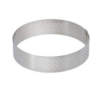 Cercle à tarte rond à bord droit en inox perforé Air System® hauteur 2 cm ø 10.5