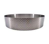 De Buyer - Cercle à tarte rond VALHORNA en inox perforé - 15,5 x 3,5 cm - Fabriqué en France, Technologie AIR SYSTEM, Micro-Perforations pour Cuisson Rapide et Homogène pour Résultats Croustillants