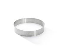 De Buyer - Cercle à tarte rond VALHORNA en inox perforé - 18,5 x 3,5 cm - Fabriqué en France, Technologie AIR SYSTEM, Micro-Perforations pour Cuisson Rapide et Homogène pour Résultats Croustillants