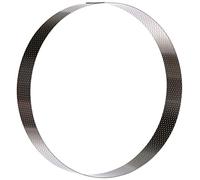De Buyer - Cercle à tarte rond VALHORNA en inox perforé - 24,5 x 3,5 cm - Fabriqué en France, Technologie AIR SYSTEM, Micro-Perforations pour Cuisson Rapide et Homogène pour Résultats Croustillants
