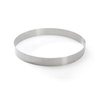 De Buyer - Cercle à tarte rond VALHORNA en inox perforé - 28,5 x 3,5 cm - Fabriqué en France, Technologie AIR SYSTEM, Micro-Perforations pour Cuisson Rapide et Homogène pour Résultats Croustillants