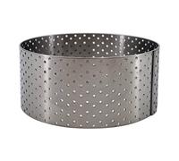 De Buyer - Cercle à tarte rond VALHORNA en inox perforé - 7,5 x 3,5 cm - Fabriqué en France, Technologie AIR SYSTEM, Micro-Perforations pour Cuisson Rapide et Homogène pour Résultats Croustillants