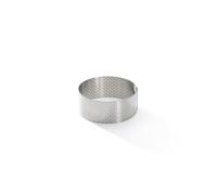 De Buyer - Cercle à tarte rond VALHORNA en inox perforé - 8,5 x 3,5 cm - Fabriqué en France, Technologie AIR SYSTEM, Micro-Perforations pour Cuisson Rapide et Homogène pour Résultats Croustillants