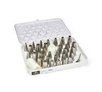 De Buyer - Coffret de 35 douilles en inox et ses adaptateurs - 30 x 24 cm - Inox de Qualité Professionnelle, Sans Soudure pour Hygiène Parfaite, S'Adaptent aux Poches Pâtissières