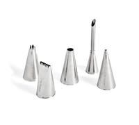 De Buyer - Coffret de 5 douilles assorties en inox - 2 mm / 8 mm / 8 dents / 6 mm / C6 - Inox de Qualité Professionnelle, Sans Soudure pour Hygiène Parfaite, S'Adaptent aux Poches Pâtissières