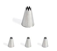 De Buyer - Douille cannelée en inox - F8-8 dents, diamètre 1,8 cm - En Inox, Idéale pour Décorer, Garnir et Remplir, Sans Soudure pour Hygiène Parfaite, S'Adapte aux Poches Pâtissières (Lot de 4)