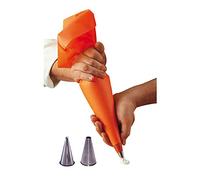 De Buyer - Lot : 1 poche pâtissière + 2 douilles en inox - Longueur 35 cm -, Orange