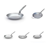 DE BUYER - Lot de 5 Poêle en tôle d'acier Mineral B - 24, 28, 32, et 36 cm, 30cm Poêle à crêpes- Fabriquées en France, Sans PFAS, Inox 18/10, Tous Feux + Four, Finition Poli Brillant