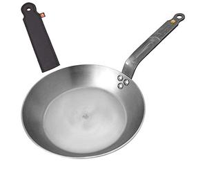 De Buyer Mineral B Element 5610.28 Poêle à frire en acier Avec housse de queue pour protéger la main, fer, 24 cm