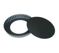 De Buyer - Moule à tarte cannelé rond à fond amovible en acier antiadhésif - Diamètre 20 cm -, Noir