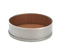 De Buyer - Moule rond à manqué à fond amovible en inox perforé (2 feuilles de cuisson inclues) - Diamètre 24 cm -, Argent