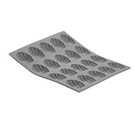 De Buyer - Plaque de 20 mini Madeleines ELASTOMOULE en mousse de silicone - 21 x 17,6 cm, portion 4 x 3 cm -, Gris