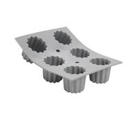 De Buyer - Plaque de 6 Canelés Bordelais ELASTOMOULE en mousse de silicone - 21 x 17,6 cm, diamètre 5,5 cm -, Gris