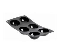 De Buyer - Plaque de 6 mini demi-sphères MOUL'FLEX en silicone - 17,5 x 30 cm, diamètre 7 cm -, Noir