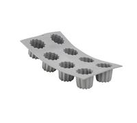 De Buyer - Plaque de 8 Canelés Bordelais ELASTOMOULE en mousse de silicone - 30 x 17,6 cm, diamètre 5,5 cm -, Gris