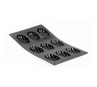 De Buyer - Plaque de 9 Madeleines MOUL'FLEX en silicone - 17,5 x 30 cm -, Noir