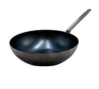 De Buyer - Poêle Wok Bleu Acier Carbone 2mm Epaisseur - ACCESS - Diamètre 31,8 cm, Surface de cuisson 15,0 cm - Passe au four - Sans PFAS, PFOA & PFOS - Fabriqué en France