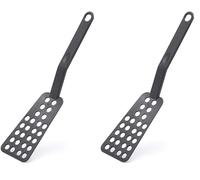 De Buyer - Spatule perforée souple en nylon pour poêle antiadhésive - 28 x 6,3 cm -, Noir (Lot de 2)