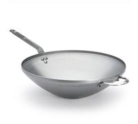 De Buyer - Wok à queue en tôle d'acier MINERAL B et anse face à queue - 40 cm - Fabriqué en France, Sans PFAS, Anti Adhérence Naturelle, Finition à la Cire d'Abeille, Tous Feux + Flash Four