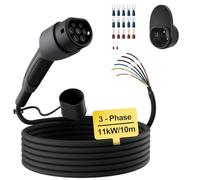 dé Câble de Recharge Type 2 extrémité Ouverte 11kW [3-Phase| 10m| 16A] pour Wallbox/Câble de Remplacement pour Station de Recharge