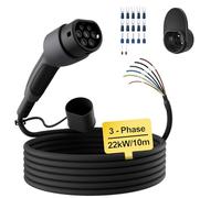 dé Câble de Recharge Type 2 extrémité Ouverte 22kW [3-Phase| 10m| 32A] pour Wallbox/Câble de Remplacement pour Station de Recharge
