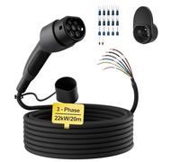 dé Câble de Recharge Type 2 extrémité Ouverte 22kW [3-Phase| 20m| 32A] pour Wallbox/Câble de Remplacement pour Station de Recharge