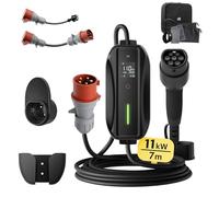 dé Câble de Type 2 avec Prise CEE, 11 KW, triphasé, 7 m, 6-16 A, avec kit Adaptation de Base, Chargeur EV et Station de Charge Mobile/boîtier Mural pour ID.3/4/5, modèle Y, modèle 3, e-up,