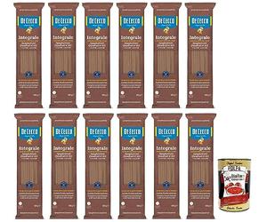 De Cecco Speghettoni Quadrati Integrali N°413 Lot de 12 pâtes à semoule de blé dur, pâtes complètes, blé italien, paquet de 500 g + boîte italienne Gourmet Polpa di Pomodoro 400 g