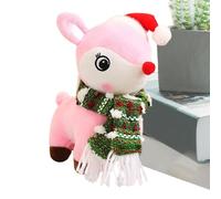 de cerf de Noël, renne de Noël en peluche,Animaux en peluche d'élan de Noël de 18 cm | Jouet en peluche d'élan à câliner, chapeau de noël doux, animaux en peluche avec écharpe pour anniversaire