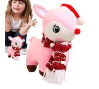 de cerf de Noël, renne de Noël en peluche | Jouet en peluche d'élan de 18 cm,Jouet en peluche d'élan à câliner, chapeau de noël doux, peluche d'élan avec écharpe pour la décoration de la maison