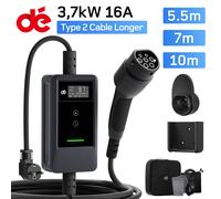 dé Chargeur Véhicule Électrique Type 2 3,7kW 16A Contrôle Intelligent via Application, Câble de Recharge Optionnel 5,5m 7m 10m 15m 20m 25m Station de Recharge Murale Domestique pour Voiture Électrique