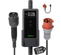 dé Chargeur Voiture Electrique 11kW 15m [6A-16A, Triphasé] Cable Recharge Voiture Electrique Type 2 16A, Chargeur EV Prise CEE Compatible avec Model Y, E-208, 500e et Autres EV/PHEV
