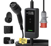 dé Chargeur Voiture Electrique 11kW 6m [6A-16A, Triphasé] Cable Recharge Voiture Electrique Type 2 16A, Chargeur EV Prise CEE Compatible avec Model Y, E-208, 500e et Autres EV/PHEV