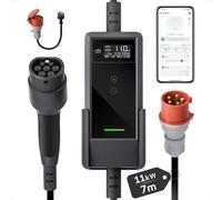 dé Chargeur Voiture Electrique 11kW APP [7m | Triphasé | 6-16A] Borne de Recharge Véhicules Électrique 11kW APP, Wallbox 11kW avec Câble Type 2, Compatible avec Model Y/3, e-208 et BEV/PHEV