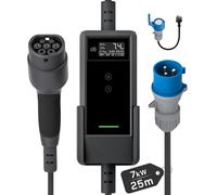 dé Chargeur Voiture Electrique P17 [7,4kW, 25m, 6A-32A, 1-Phase] dé Chargeur Voiture Electrique Type 2 32A P17, Type 2 Chargeur EV Prise CEE Compatible avec Model Y, E-208, 500e et Autres EV/PHEV
