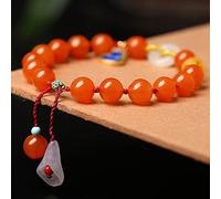 de Charme Feng Shui Agate Rouge Naturel Perles Rondes avec hetian Jade Cloisonne étirement Reiki Chakra Attirer la biens de la Richesse de la Richesse Positive (Couleur: Jade)