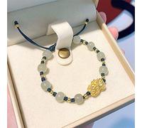 de Charme Naturel Hé Jade Strawberry Quartz Gemstone Energy Red String Bracelets Feng Shui Wealth Attirer la Bonne Chance pour Le Cadeau de Bijoux (Couleur: Hetian Jade)