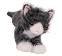 de chat allongée : figurine d'animal en peluche douce, compagnon de pose réaliste pour dormir, jouet félin en tissu miniature, jolie créature en peluche décorative | Idée cadeau pour