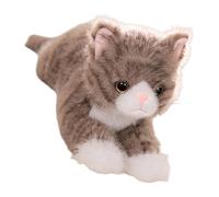 de chat allongée : figurine d'animal en peluche douce, compagnon de pose réaliste pour dormir, jouet félin en tissu miniature, jolie créature en peluche décorative | Idée cadeau pour