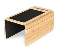 DE-COmmerce Plateau de canapé pratique, en bambou, 33 x 23,2 cm, avec support pour téléphone portable et coussinet antidérapant, plateau flexible pour accoudoirs, plateau de canapé durable, pour
