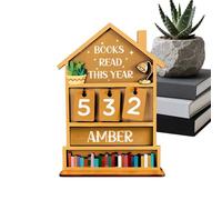 de compteur de livres en bois rustique, de vos progrès de lecture pour étagère, accessoire fonctionnel élégant pour bureau, table, maison, bureau, étude